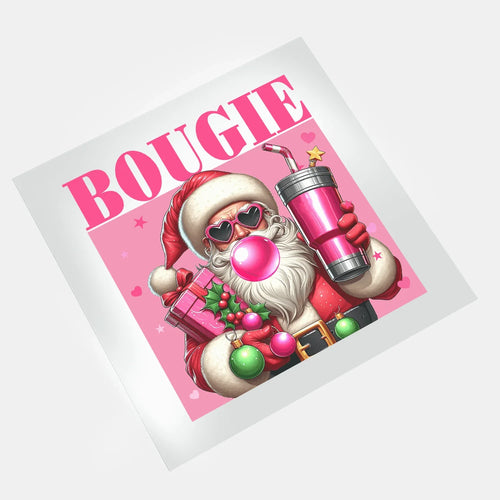 Bougie Christmas: Pink Bubblegum Santa - DTF Transfer - Direct-to-Film