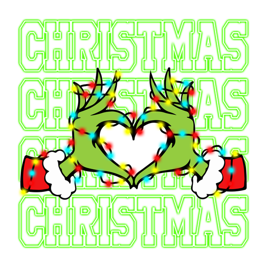 Mean And Green Christmas - Christmas Heart Sign - DTF Transfer - Direct-to-Film