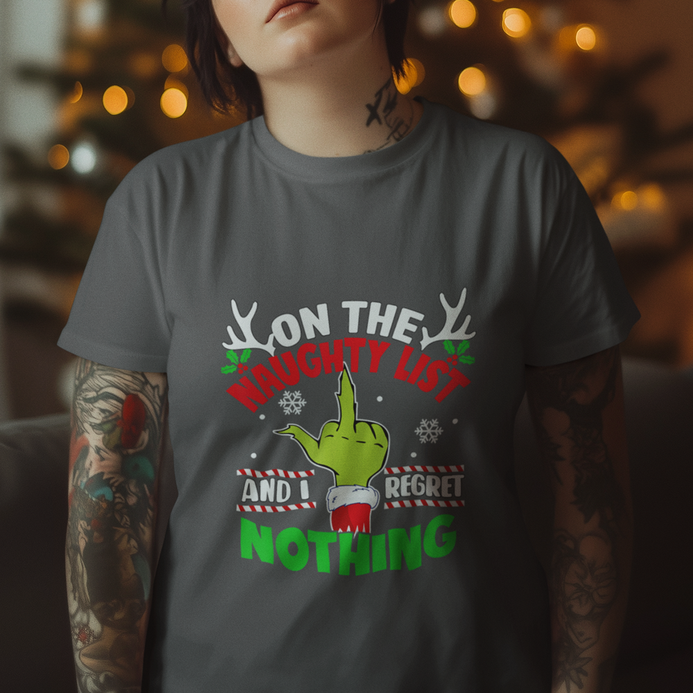 On Naughty List And Regret Nothing - The Grinch Finger - DTF Transfer - Direct-to-Film