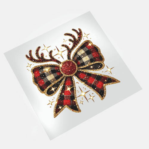 Christmas Bows: Reindeer Bow - DTF Transfer - Direct-to-Film