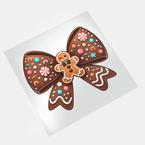 Christmas Bows: Gingerbread Bow 1 - DTF Transfer - Direct-to-Film