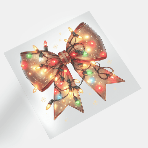 Christmas Bows: Christmas Lights Bow - DTF Transfer - Direct-to-Film
