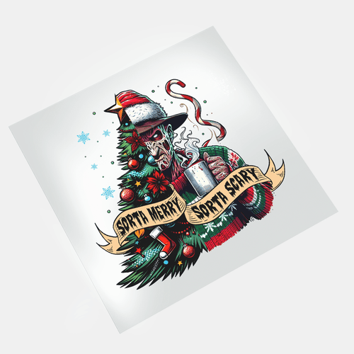 Spooky Christmas: Sorta Merry Freddy - DTF Transfer - Direct-to-Film