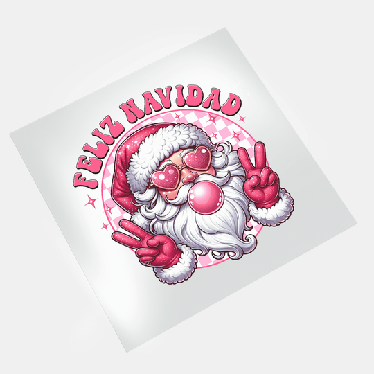 Hispanic Christmas: Feliz Navidad Pink Santa 2 - DTF Transfer - Direct-to-Film