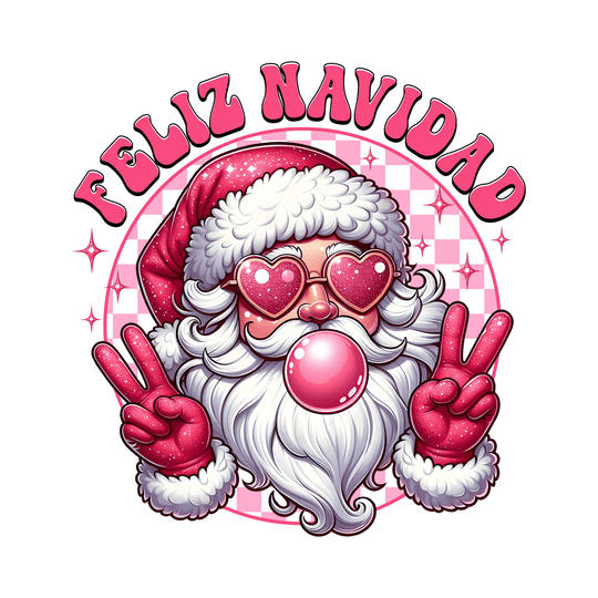 Hispanic Christmas: Feliz Navidad Pink Santa 2 - DTF Transfer - Direct-to-Film