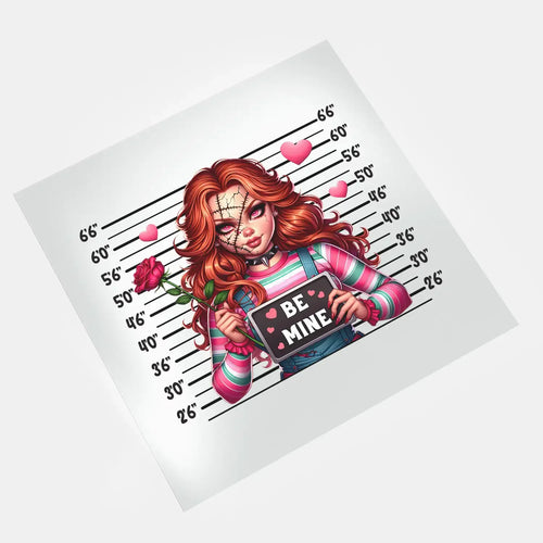 Custom DTF transfer - Female Valentine Horror Queen - Be Mine Design