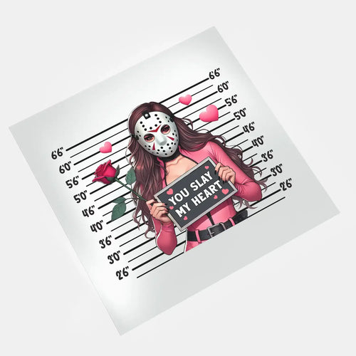 DTF transfer sheets - Female Valentine Horror Queen - You Slay My Heart Design