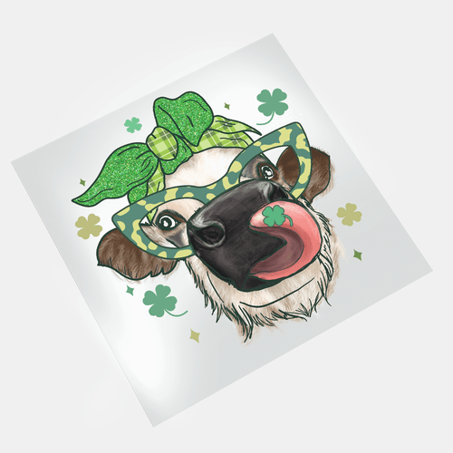 St. Patrick's Day: Not Lucky, Just Blessed - Lucky Cow - DTF Transfer - Direct-to-Film