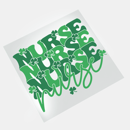 St. Patrick's Nurse: Shamrocks & Scrubs - Groovy Nurse - DTF Transfer - Direct-to-Film