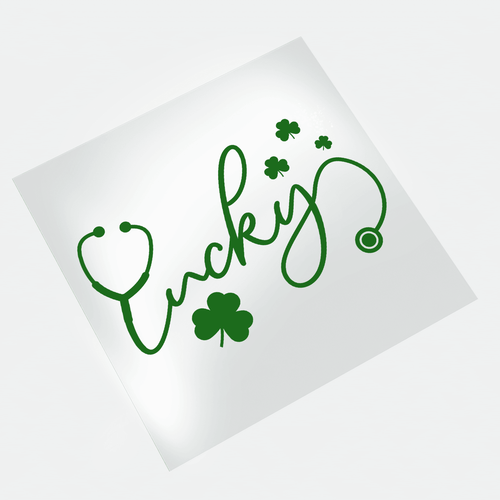 St. Patrick's Nurse: Shamrocks & Scrubs - Lucky - DTF Transfer - Direct-to-Film