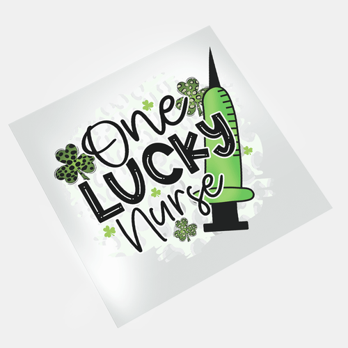 St. Patrick's Nurse: Shamrocks & Scrubs - One Lucky Nurse 2 - DTF Transfer - Direct-to-Film
