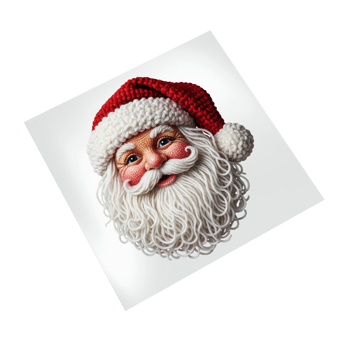 Festive Santa Claus DTF transfer on white background showing detailed Christmas character design ready for heat pressing