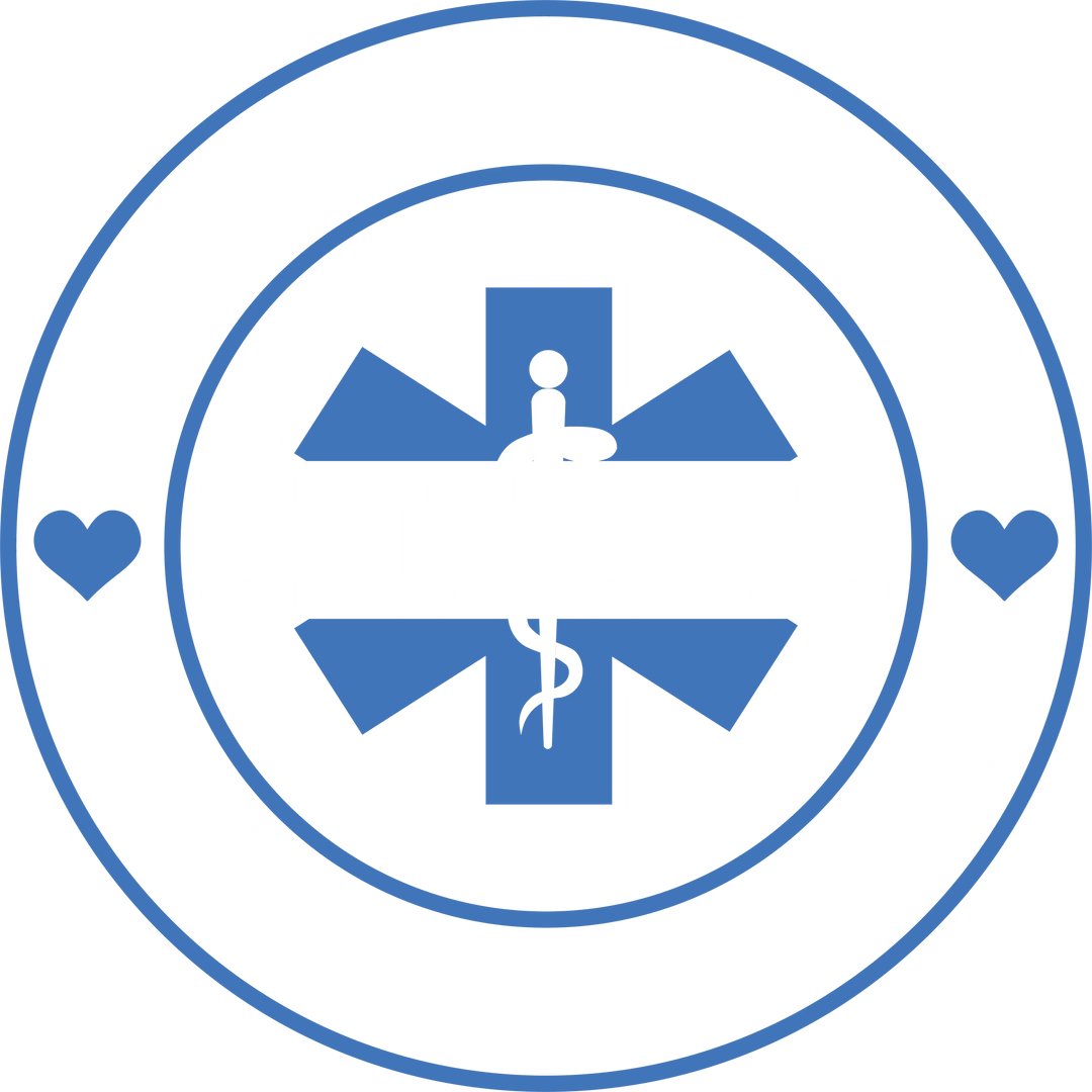 EMT Live for Trauma DTF transfer design featuring blue medical star of life symbol with white ribbon on circular badge