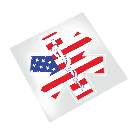 Professional EMT American flag Star of Life DTF transfer ready to press on clean white background for apparel printing