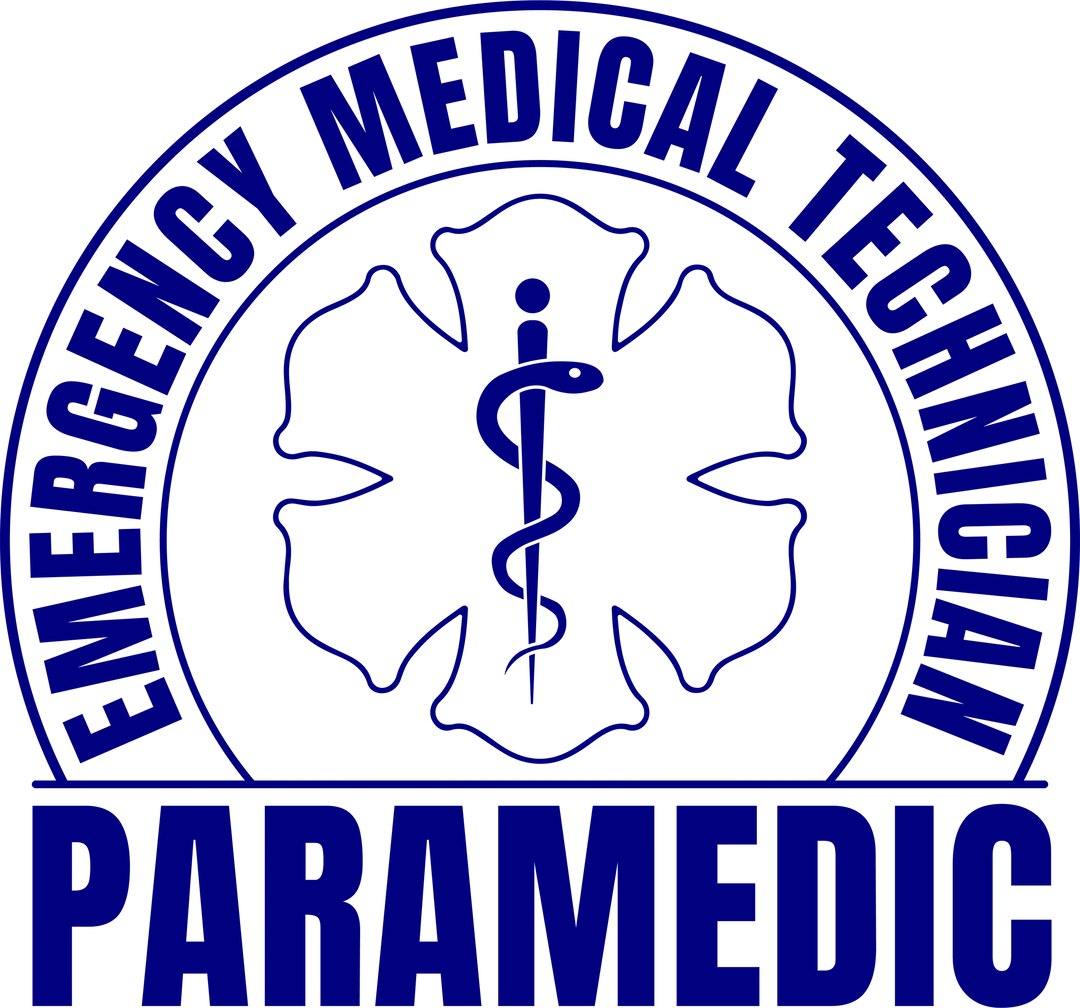 EMT Paramedic DTF transfer design with Star of Life medical symbol and Emergency Medical Technician text on clear background
