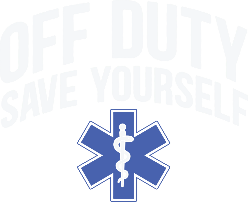 EMT DTF transfer design featuring blue Star of Life medical symbol on clear film background ready for heat press application