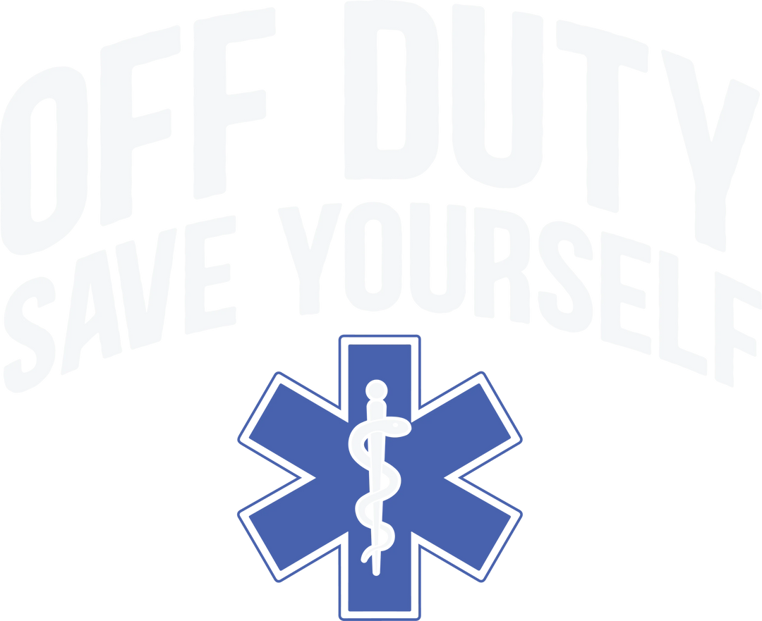 EMT DTF transfer design featuring blue Star of Life medical symbol on clear film background ready for heat press application