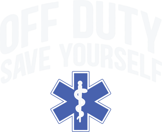 EMT DTF transfer design featuring blue Star of Life medical symbol on clear film background ready for heat press application