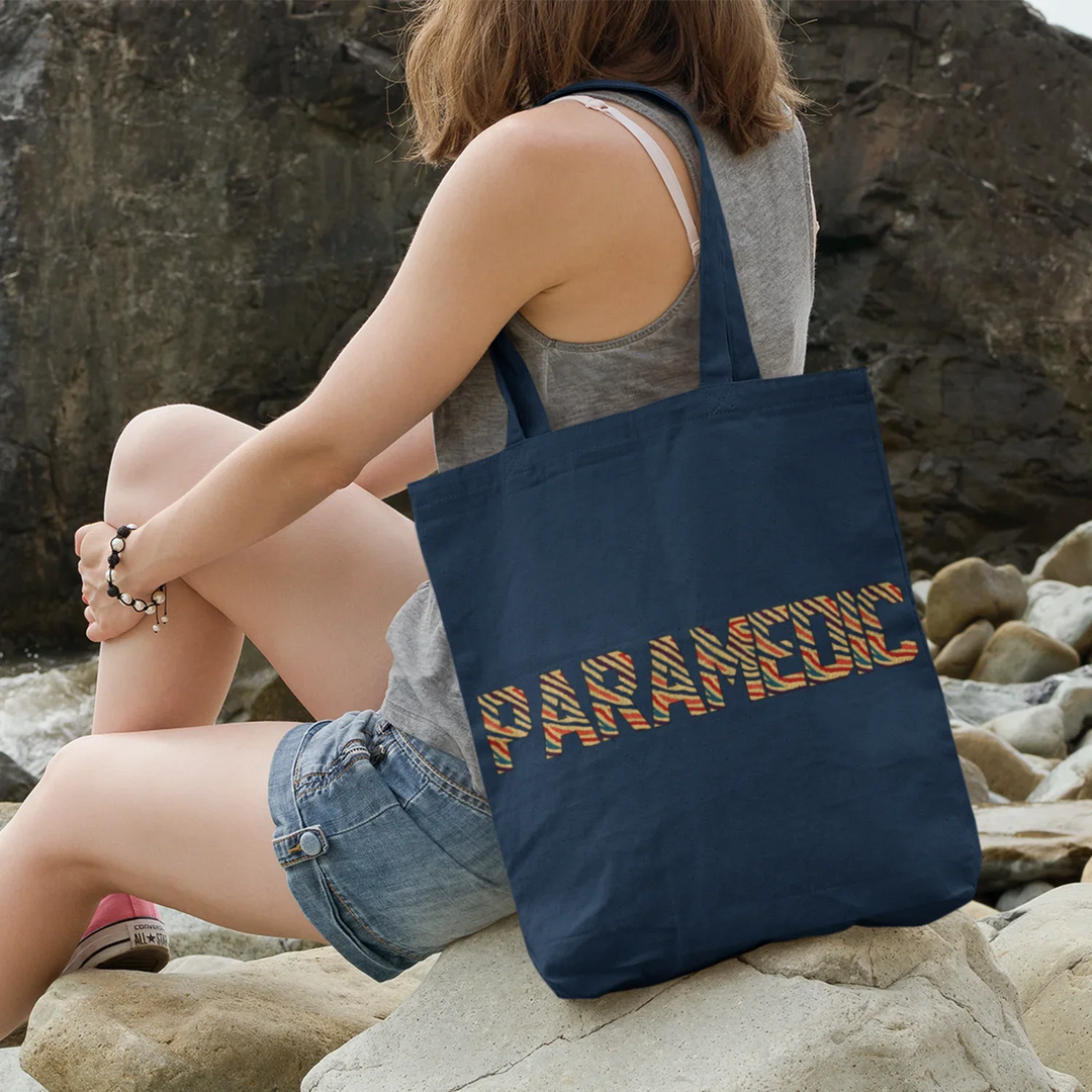 Person wearing custom t-shirt with paramedic DTF transfer design showcasing medical professional pride and style