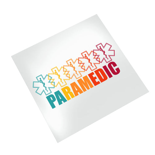 Professional paramedic Star of Life DTF transfer on white background showing vibrant gradient medical symbol design