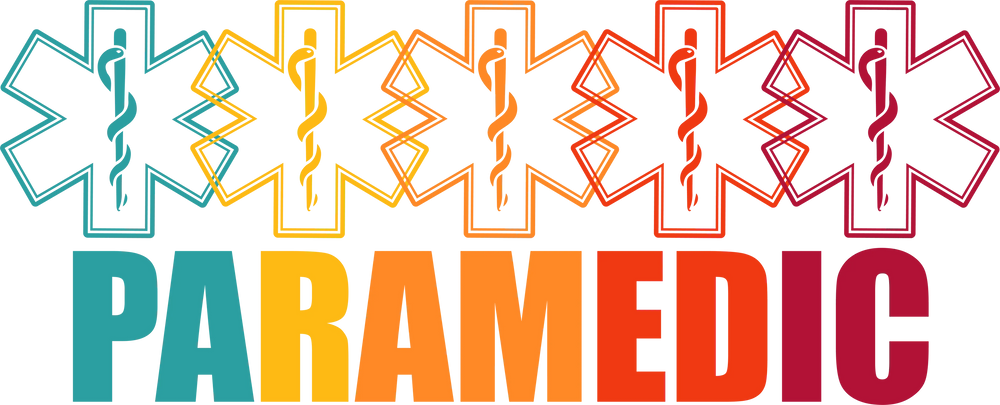 Paramedic Star of Life DTF transfer design with gradient colors from teal to red featuring medical symbol ready to press