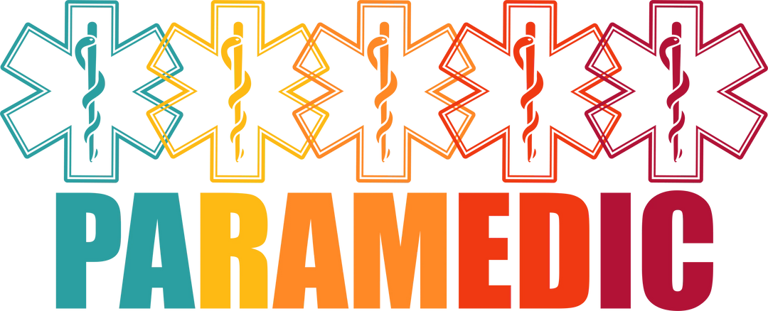 Paramedic Star of Life DTF transfer design with gradient colors from teal to red featuring medical symbol ready to press