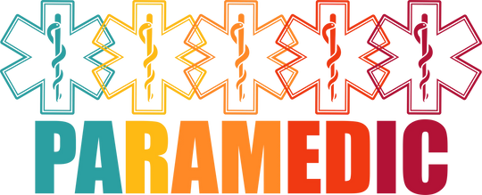 Paramedic Star of Life DTF transfer design with gradient colors from teal to red featuring medical symbol ready to press