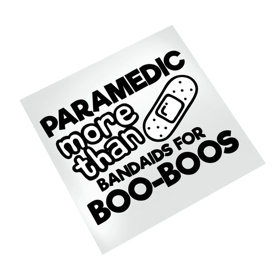 Professional paramedic DTF transfer design featuring bold text and bandaid illustration ready to press on white background