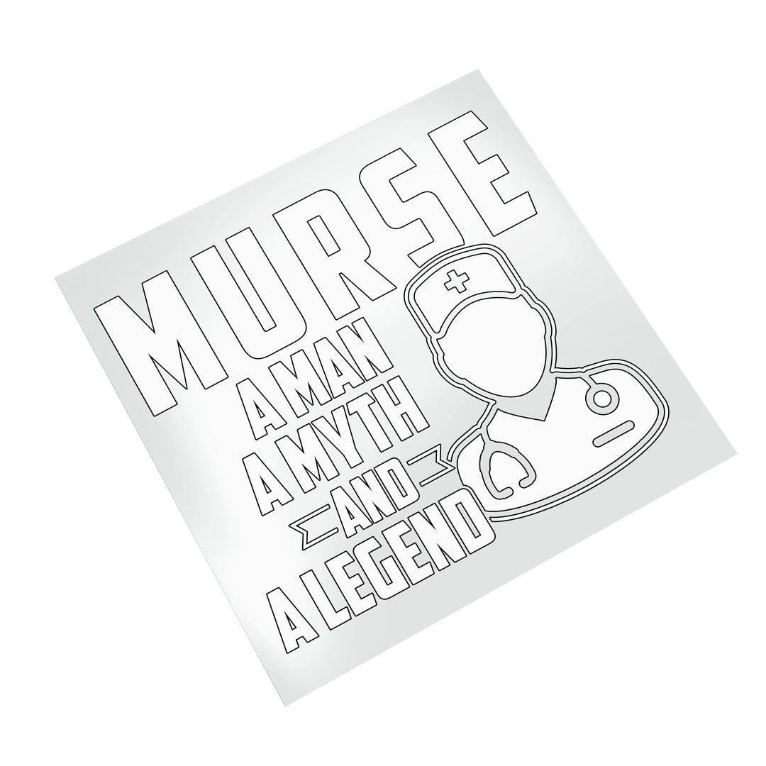 Male nurse appreciation DTF transfer on white background showing Murse legend text design with healthcare professional graphics ready to press