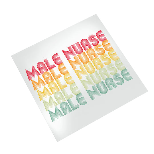 Male Nurse rainbow DTF transfer mockup on white background showing vibrant gradient colors and dimensional text effect