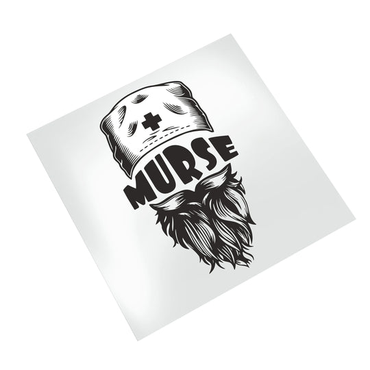 Murse male nurse DTF transfer on white background showing detailed bearded character design with medical cap and vintage lettering