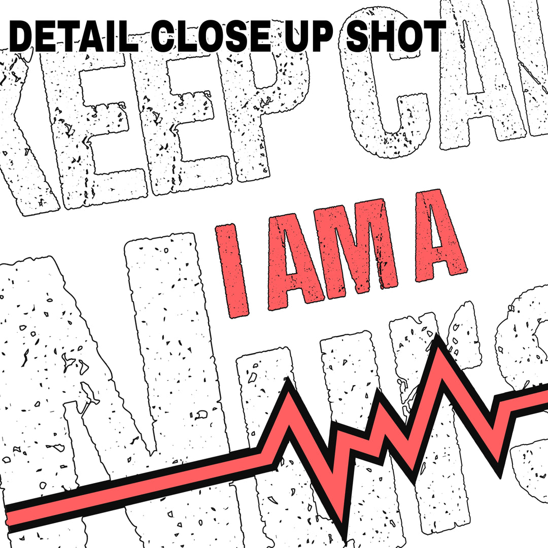 Keep Calm I Am A Nurse DTF transfer design with textured lettering and red accent lightning bolt on transparent background