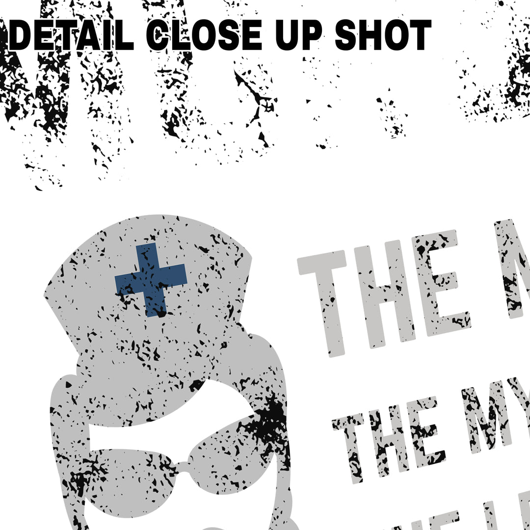 Murse DTF transfer design showing distressed text reading 'MURSE THE MAN THE MYTH THE LEGEND' with medical skull graphic featuring cross symbol