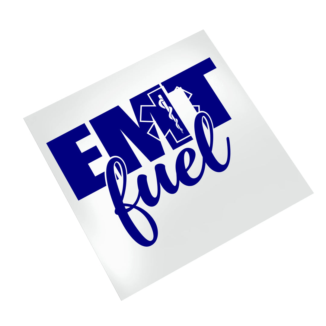 EMT Fuel ready-to-press DTF transfer displayed on white background showing professional emergency medical design