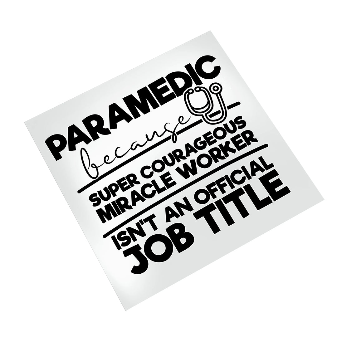 Paramedic DTF transfer design on white background showing bold typography and medical stethoscope element