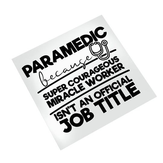 Paramedic DTF transfer design on white background showing bold typography and medical stethoscope element