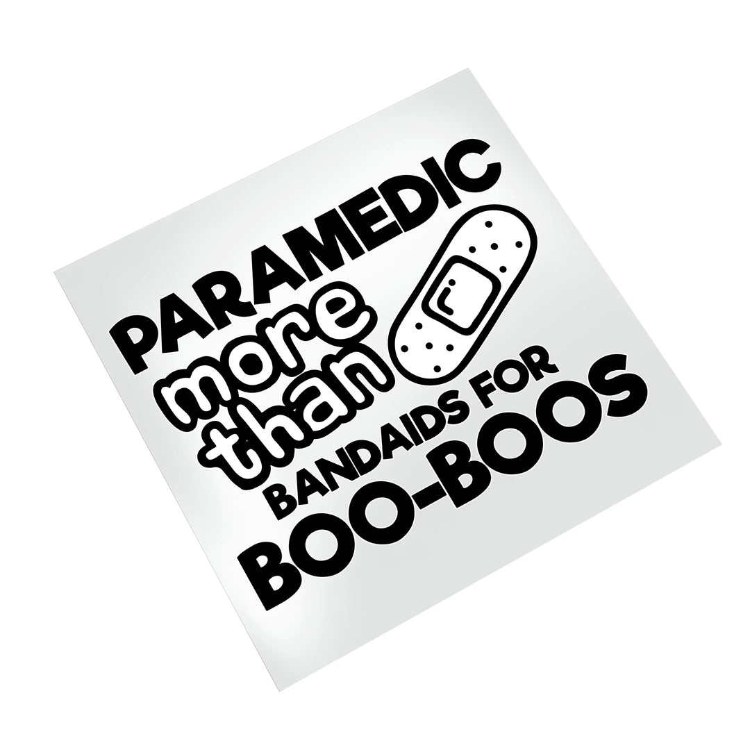 Paramedic medical themed DTF transfer design displayed on clean white background showing bandaid graphics and typography
