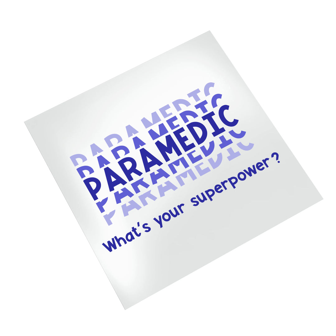 Paramedic gradient blue DTF transfer design shown on white background ready for heat press application