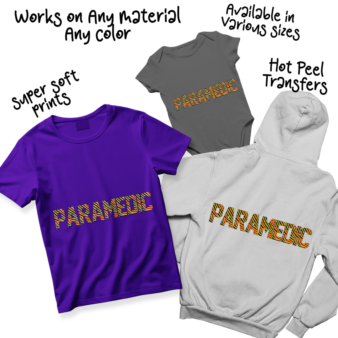 Multiple color variations of textured chevron paramedic DTF transfer designs
