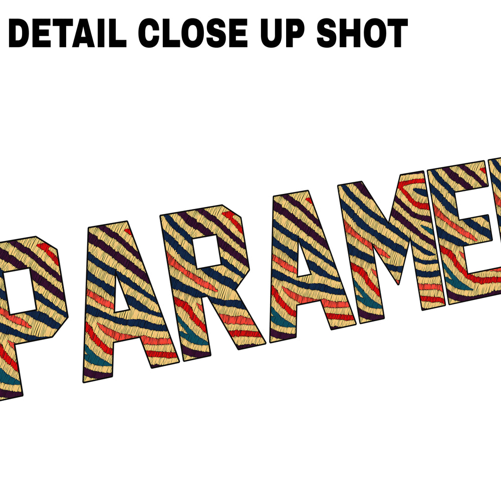 Textured chevron paramedic DTF transfer with woven ribbon pattern design on transparent background