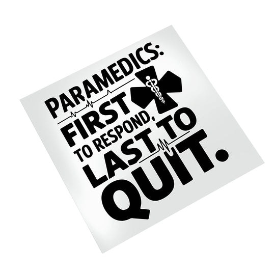 Paramedic DTF transfer on white background showing emergency medical services design with heartbeat graphics and medical symbols