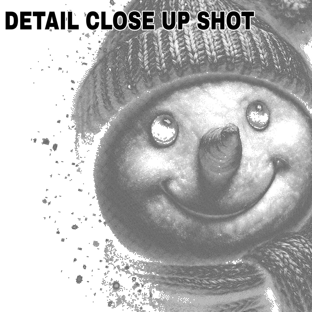Halftone textured snowman DTF transfer design with winter knit hat and scarf in black and white sketch style