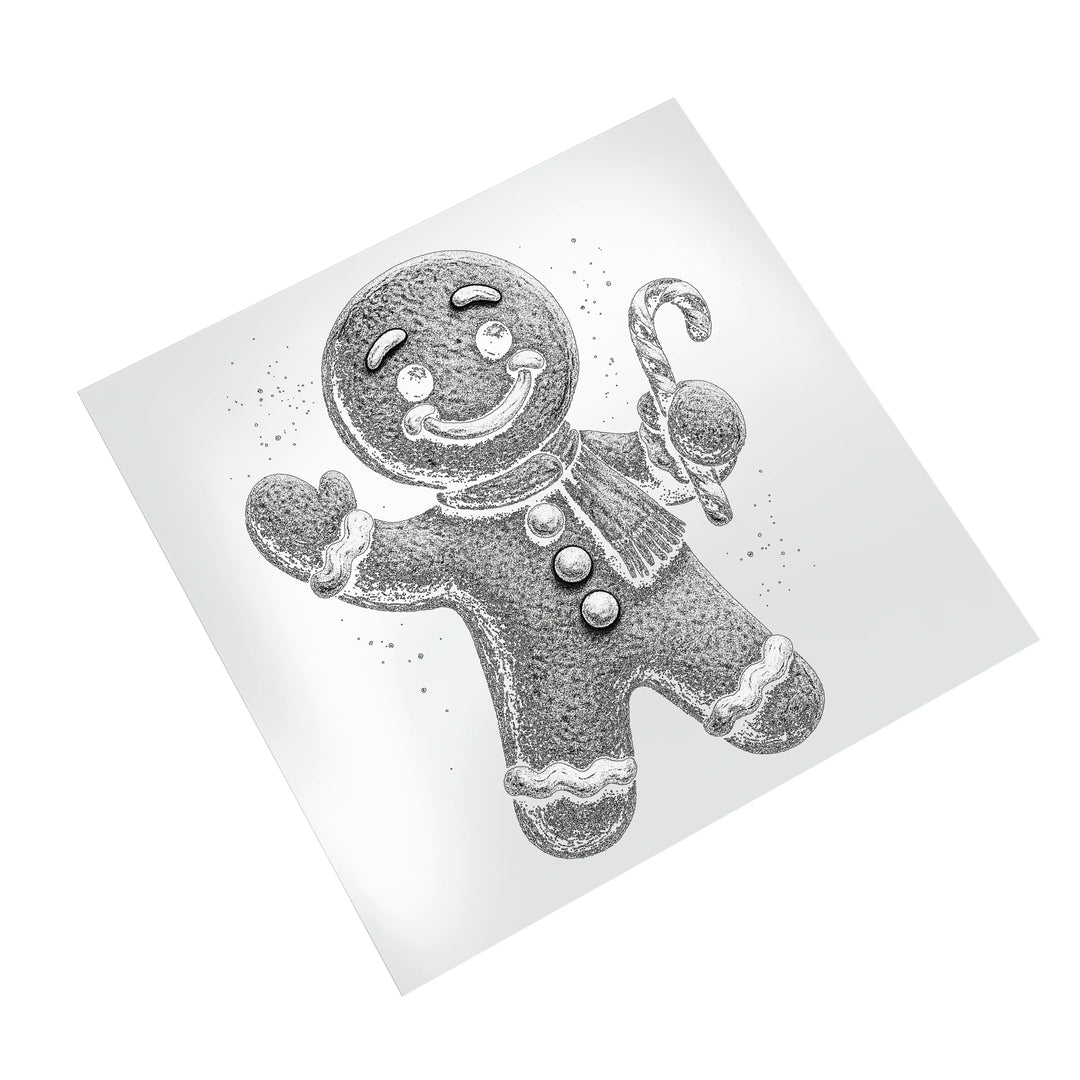 Christmas DTF Transfer - Halftone Gingerbread Man Ready to Press