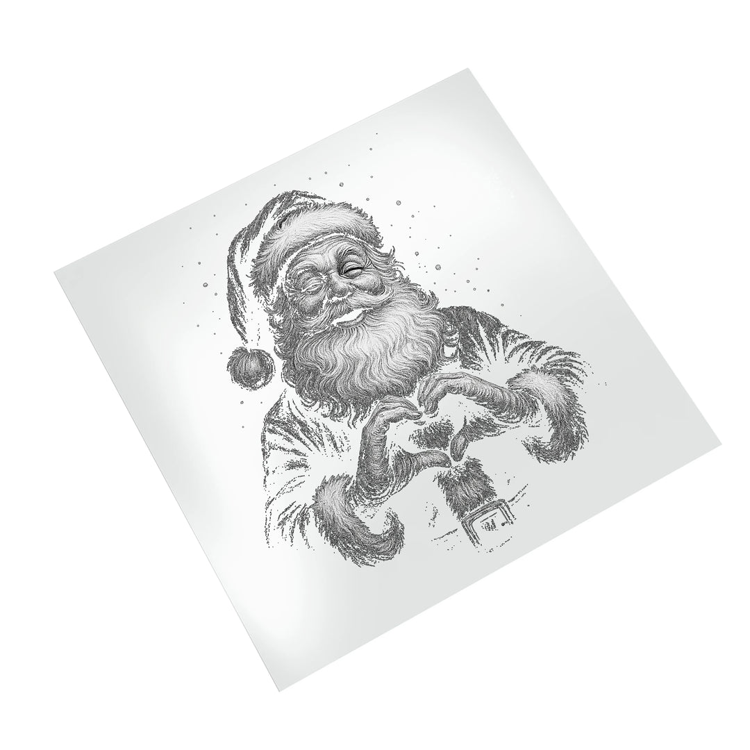 Christmas vintage engraved Santa DTF transfer displayed on clean white background showing classic sketch-style illustration details