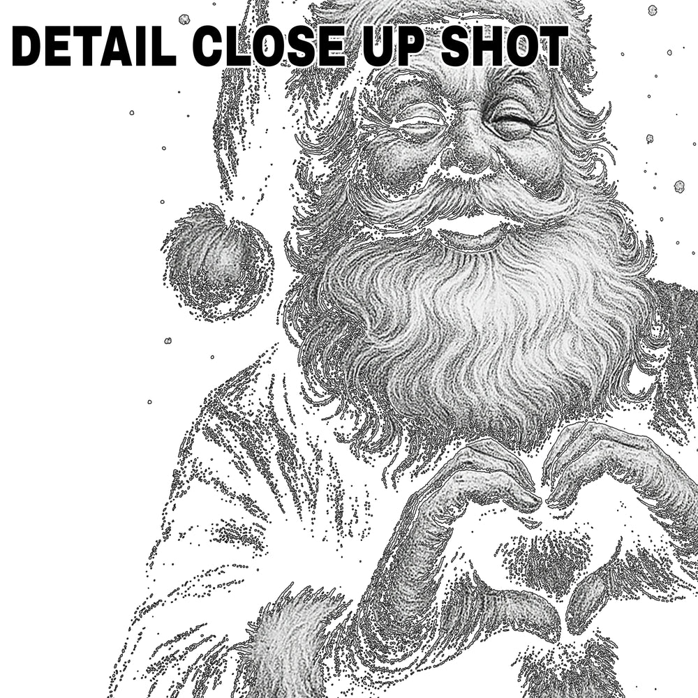 Vintage engraved style Christmas Santa DTF transfer design with detailed line work and traditional illustration technique on transparent background