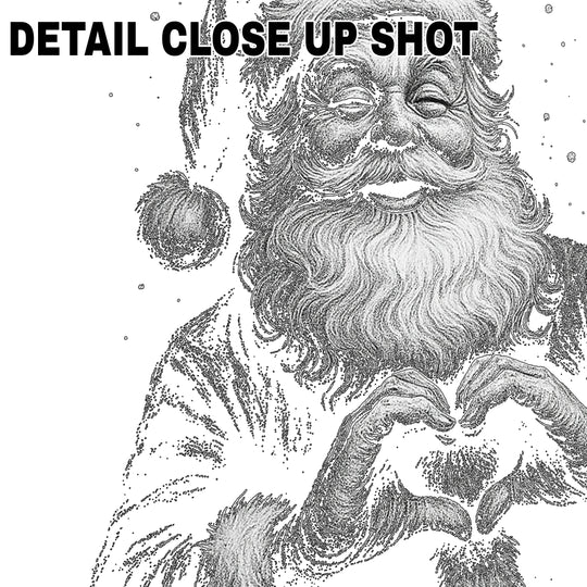 Vintage engraved style Christmas Santa DTF transfer design with detailed line work and traditional illustration technique on transparent background