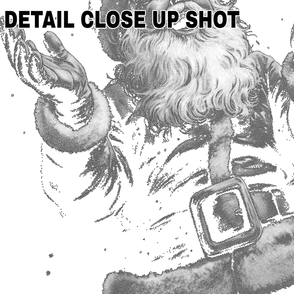 Vintage Christmas Santa DTF transfer design featuring classic halftone shading and retro illustration style with jolly Santa in celebratory pose