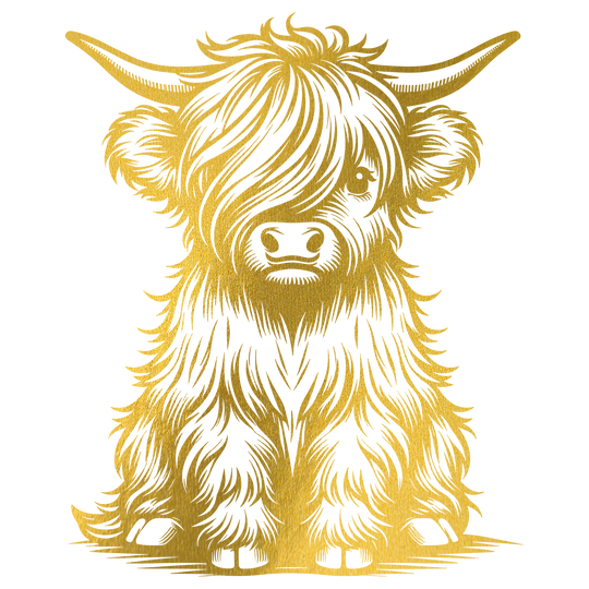 Gold DTF Transfer - Highland Cow - Direct-to-Film Print