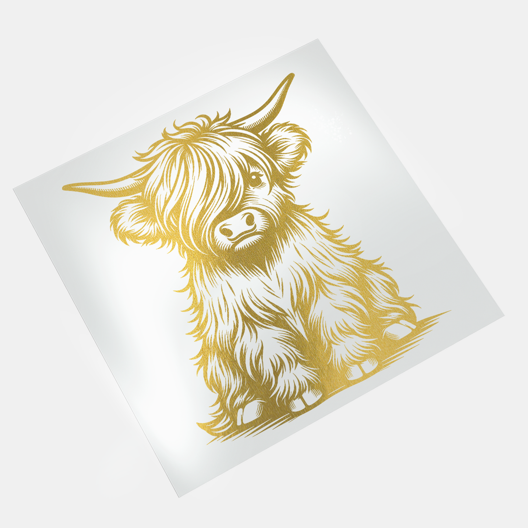 Gold DTF Transfer - Highland Cow - Direct-to-Film Print