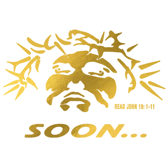 Gold DTF Transfer - Jesus is Coming Soon - Direct-to-Film Print